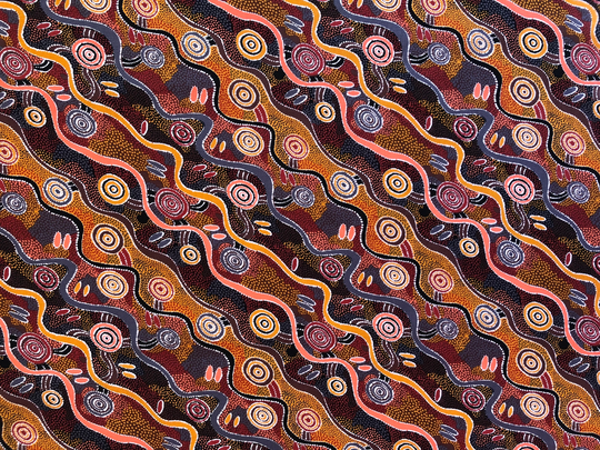 Aboriginal Art Desert Tracks Abstract Brown Quilting Cotton Fabric By 1/4 Or 1/2 Yard, Fat Quarter Fabric, Australian Indigenous