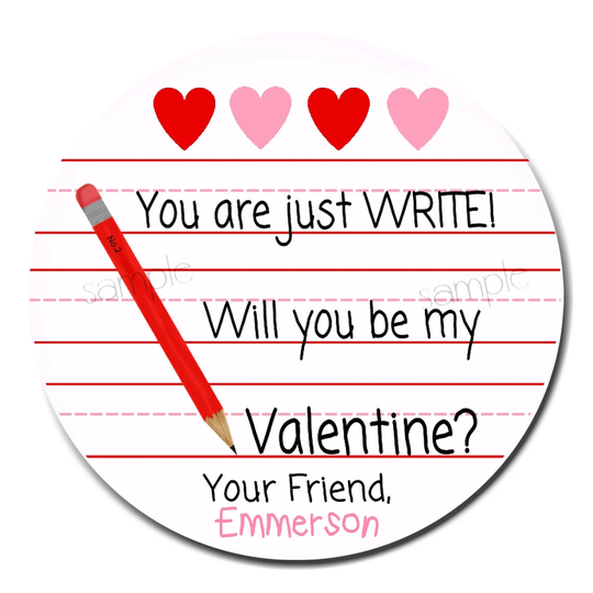 Valentines Day Stickers, Notebook Paper & Pencil Valentines, Kids Stickers, Classroom School