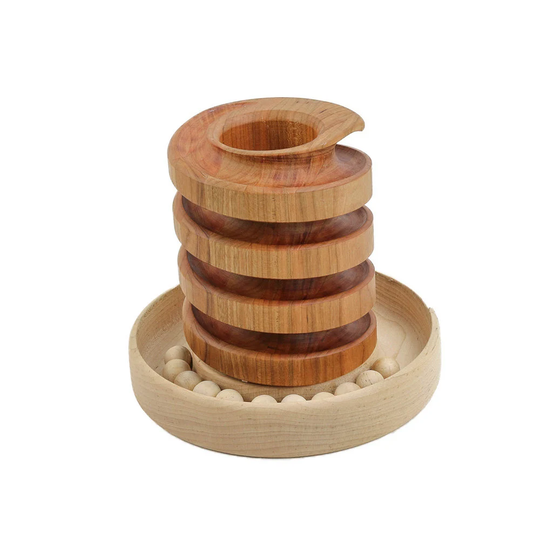 Cherry & Maple Wood Desktop Marble Run Pencil Holder