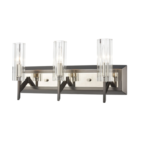 Aspire 3-Light Vanity Light in Black Nickel with Ribbed Crystal