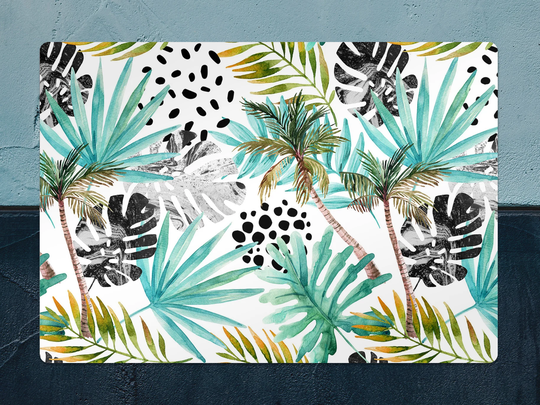 Exotic Variation Chair Mat, Green Vinyl Floor Blue Protective Tropical Splat Pvc Area Rug, Gift Idea, Splash Mat