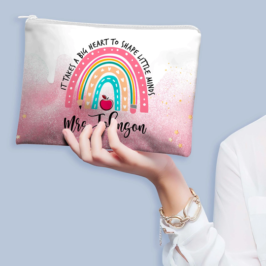 Teach Love Inspire, Teacher Make Up Bag, Personalized Gifts, Appreciation Cosmetic Pencil Pouch, Back To School