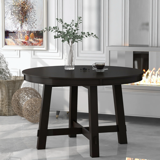 Round Extendable Dining Table with 16" Leaf