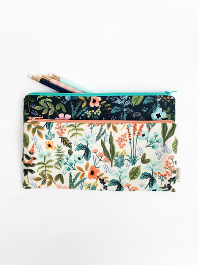 Unique Holiday Gifts For Her, Small Personalized Gift Friend, Botanical Zipper Pouch, Purse Organizer, Wildflower Pencil Case