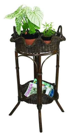 Rattan End Table With Removable Wicker Baskets