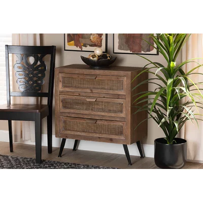 Modern Contemporary Office Home Utility Cabinet Storage Natural Brown Finish