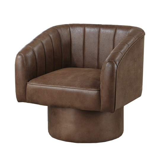 Upholstered Swivel Accent Chair Round Base