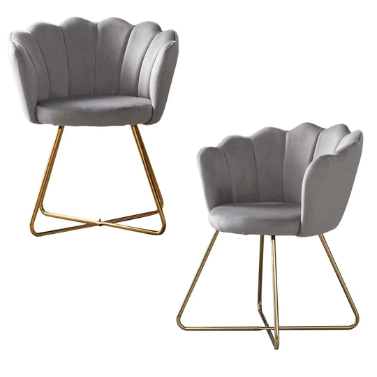 Lotus Linear Design Velvet Accent Chair, Living Room chair Suitable For Office, Lounge, Living Room, Set of 2