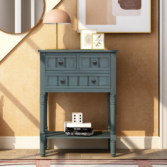 Wooden Console Table, Sofa Table with Storage Drawers and Shelf