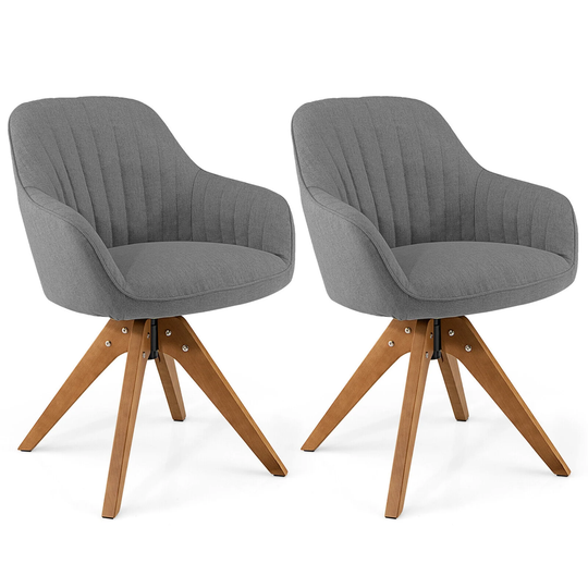 Gymax Set of 2 Swivel Accent Chair Modern Desk Armchair Home Office w/