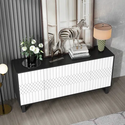 63''W Sideboard Buffet Table With 4 Door