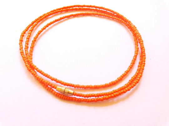 Orange African Waist Beads - Belly Chains For Weight Loss- With Clasps