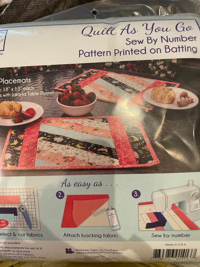 Quilt As You Go Placemats & Table Runner Pre Printed Batting