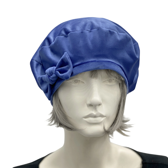 Beret For Women, Size Small, Ready To Ship, French Beret, Velvet Berets With Bow, Handmade, Best Friend Gifts