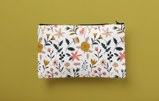 Flowers Pouch, Accessories Handmade Bag, Cosmetic Bag, Make-Up Zipper Pencil Case Wb70