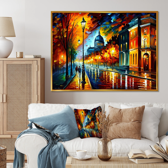 Designart 'Colorful Montreal City IV' Cityscapes Framed Canvas Art Print