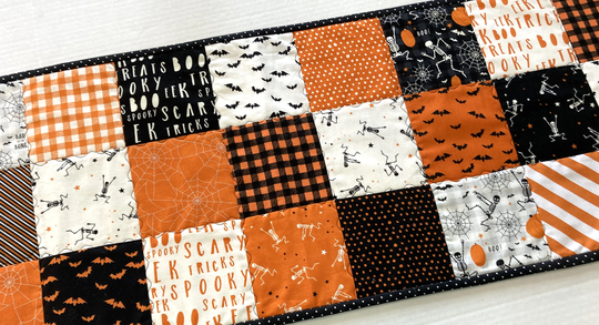 Halloween Quilted Table Runner, Topper, Modern Decor, Long Winter Christmas Runner