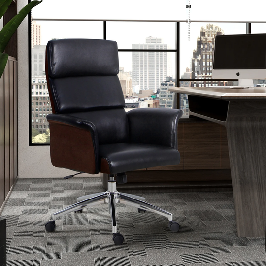 Paula Height-adjustable Swivel Office Chair with Flared Arms