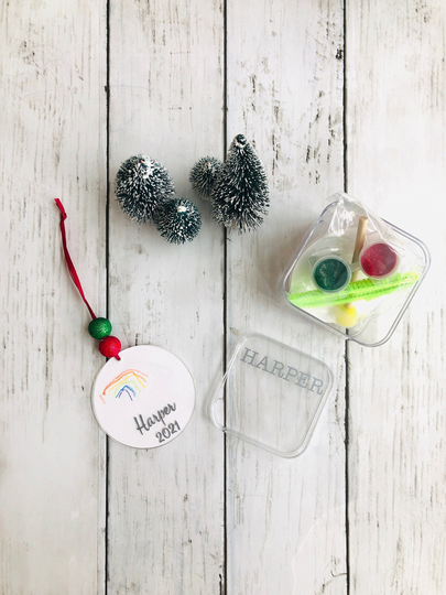 Holiday Craft Kit, Christmas Tree Ornaments, Kids Ornament Craft, Personalized Party Favors, Diy Art Paint Kit