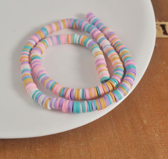6mm Vinyl Heishi Beads, Mixed Color Polymer Clay Beads, African Polymer Clay Diy Making Jewelry Bead, Length 40cm6-32#