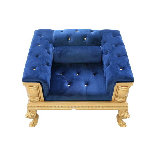 Gothic Inspired Royal Blue Velvet Single Sofa