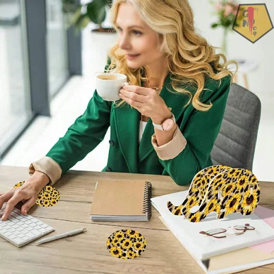Pencil Holder With Phone Stand, Plus A Matching Wrist Rest And Coaster, Wood Plastic Multifunction Removable Elephant Pen Cup Desktop Accessories Deco