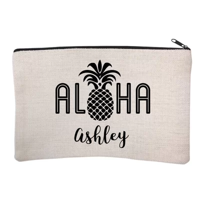 Personalized Aloha Pineapple Cosmetic and Makeup Bag