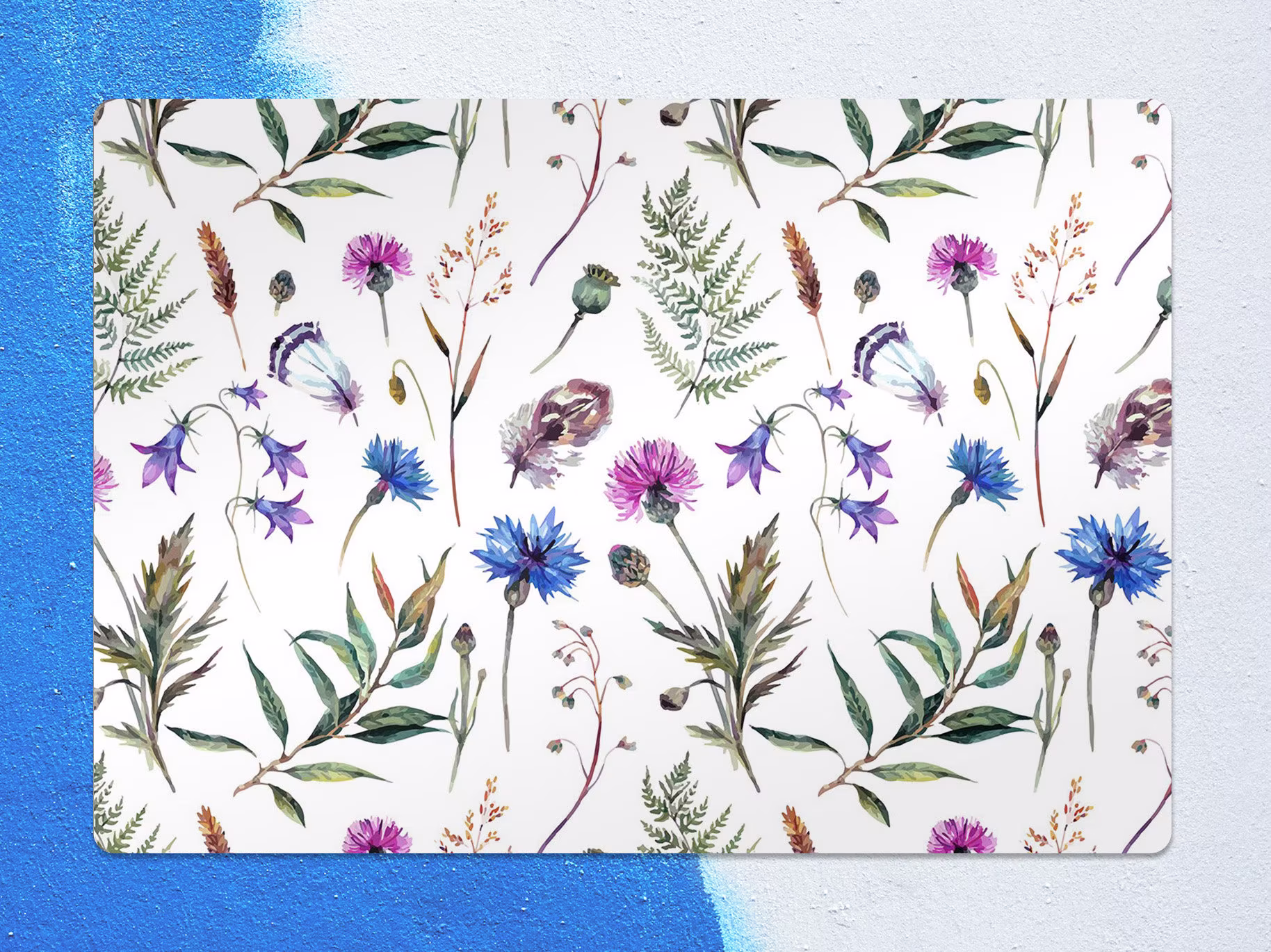 Wild Flowers Chair Mat, White Splat Green Vinyl Floor Plants Protective Office Decor, Flooring, Comfort Splash Mat