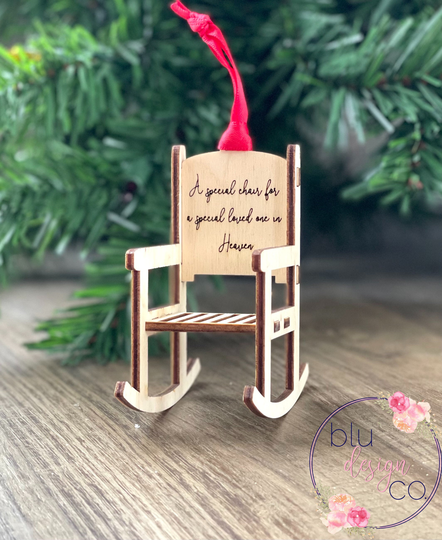 3D Rocking Chair Ornament - Memorial Laser Engraved Wood Wooden Sentimental Heaven Keepsake Gift A Special