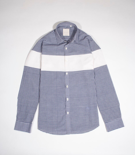 Khadi Cotton Gingham Color Block Shirt/Handmade Men's