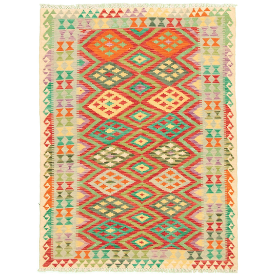 ECARPETGALLERY Flat-weave Bold and Colorful Multi Color Wool Kilim - 4'9 x 6'6