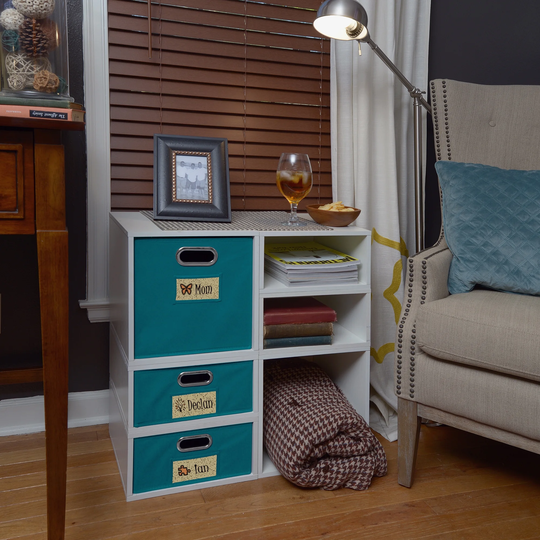Noble Connect Storage Set- 2 Half Size Cubes- White Wood Grain