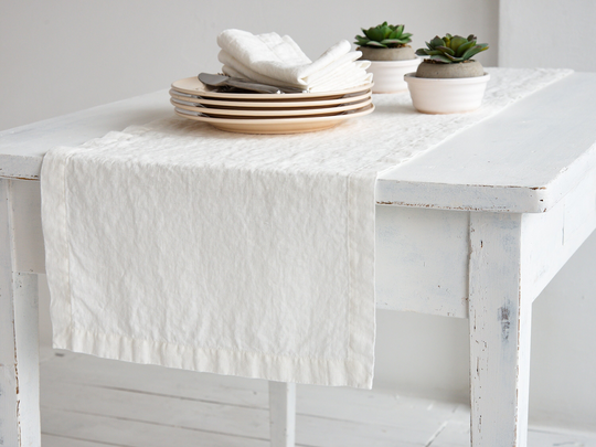 Linen Table Runner, Natural Decor