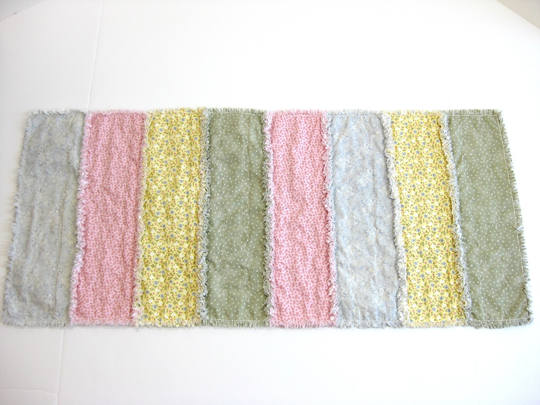 Quilted Table Runner, Pastel Rag Runner