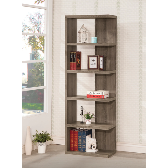 Porch & Den Conkling Weathered Grey Wood 5-shelf Bookcase