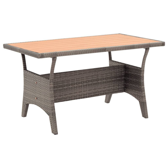 vidaXL Patio Table Poly Rattan Garden Outdoor Dinner Table Black/Dark Gray - 47.2" x 27.6" x 26"