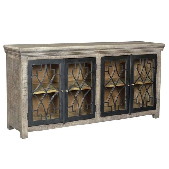 Bengal Manor Mango Wood & 4 Metal Door Parkview Sideboard - 72x16x34