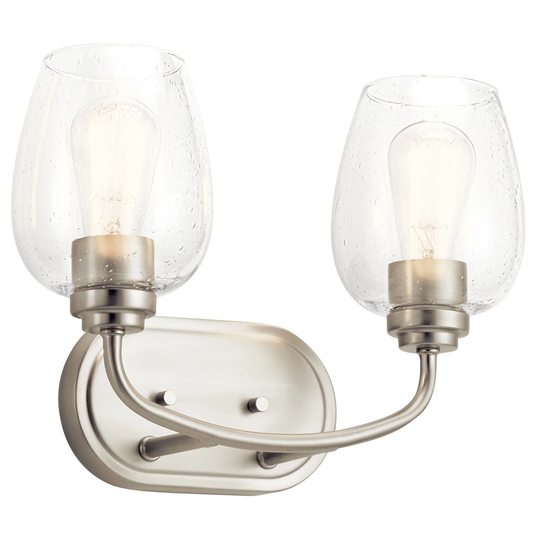 Kichler Valserrano 14.50 inch 2 Light Vanity Light with Clear Seeded Glass in Brushed Nickel