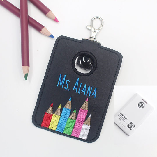 Alarm Id Badge Holder, Holder Key Ring, Vertical Card Case, Lanyard Accessory, Teacher Gift, Colored Pencils