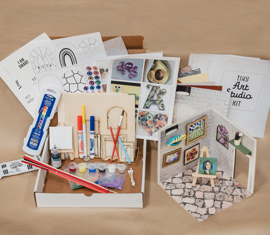 Diy Art Kit // Teen Teenager Kid Gift Watercolor Paint Quill Clay Makes 6 Pieces Of Art in A Tiny Studio Ages 5 7 8 9 10 11+