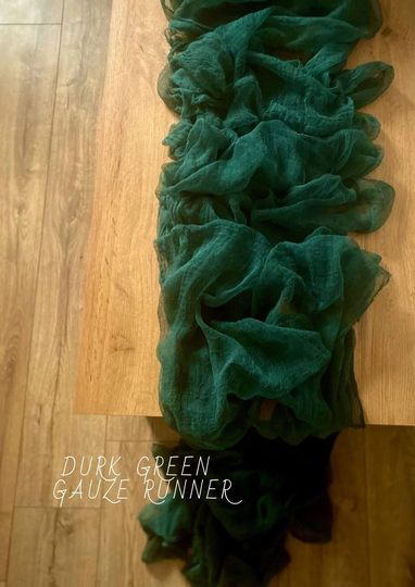 Dark Green Wedding Table Runner Hunter Rustic Cotton Tablecloth Boho Setting Emerald Gauze
