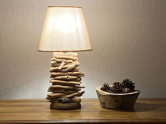 Driftwood Table Lamp Shade, Lamp, Bedroom Lighting, Decor, Beige Lampshade