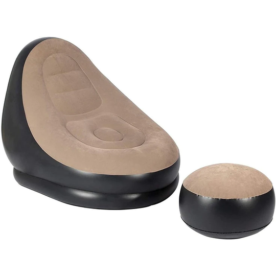 Inflatable Lounge Chair with Ottoman Blow Up Lazy Sofa Set - 39.5in(L) x 49in(W) x 33.5in(H)