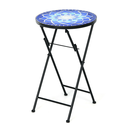 Folding Mosaic Side Table Accent Table - 14"(L) x 9"(W) x 22"(H)