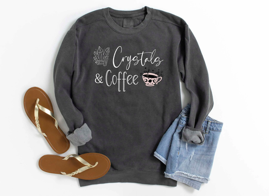 Comfort Colors Crystals & Coffee Sweatshirt, Oversized Sweatshirt For Women, Celestial Lover Gift