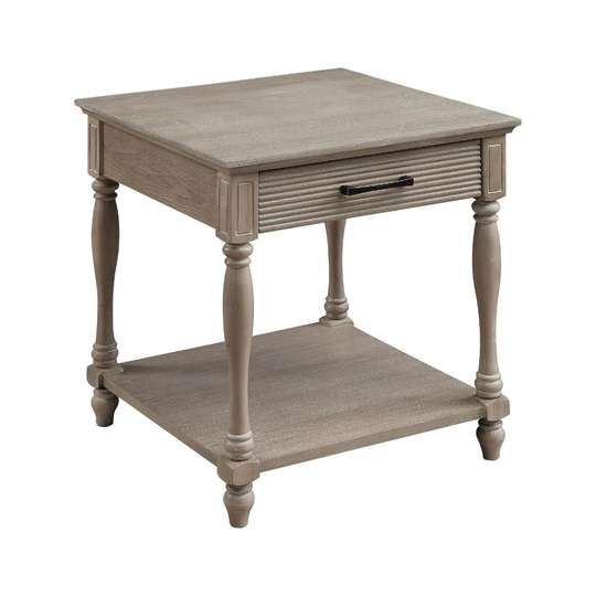 Ariolo End Table with 1 Drawer & Open Compartment, Antique White