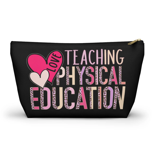 Love Teaching Physical Education Teacher Pouch, Thanks Pe Pencil Case Organizer, Leopard Small Purse Valentines Day Gift For