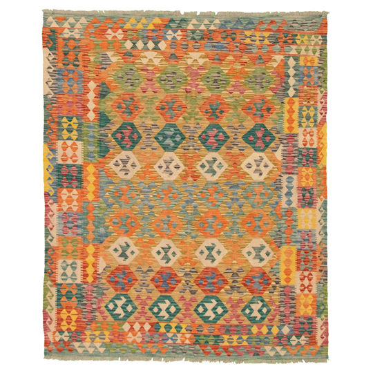 ECARPETGALLERY Flat-weave Bold and Colorful Multi Color Wool Kilim - 6'3 x 7'10