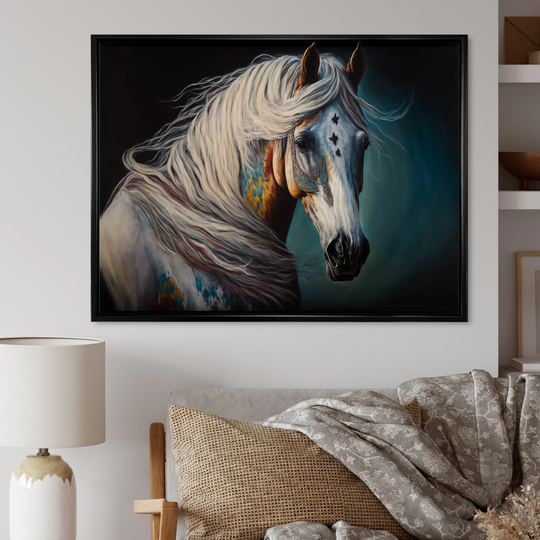 Designart 'Indian Horse With Colorful Mane III' Modern Framed Canvas Art Print