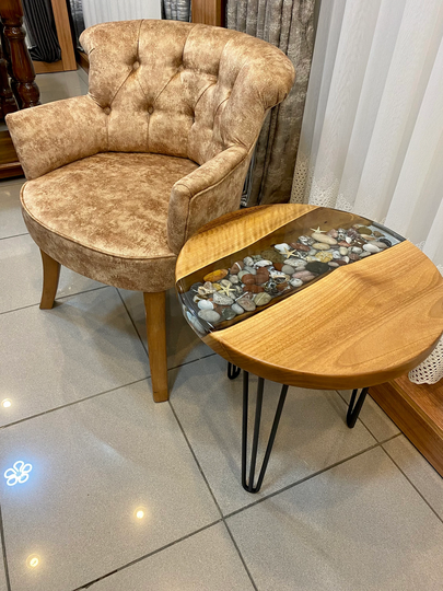 Pebble Decor Table, River Epoxy Coffee Rustic Unique Resin Dining Table